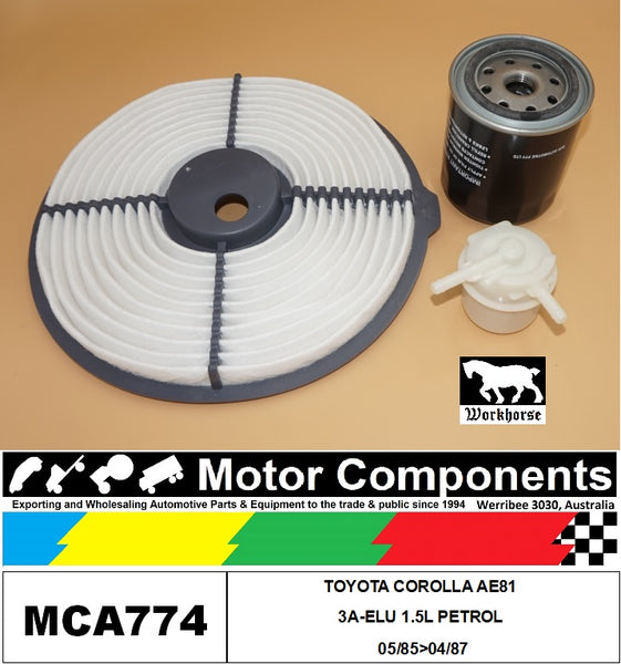 FILTER SERVICE KIT FOR TOYOTA COROLLA  AE81 3A-ELU 1.5L PETROL 05/85>04/87