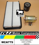FILTER SERVICE KIT FOR TOYOTA COROLLA AE111 4A-GE 1.6L PETROL 04/98>07/02