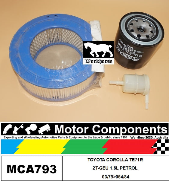 FILTER SERVICE KIT FOR TOYOTA COROLLA TE71R 2T-GEU 1.6L PETROL 03/79>054/84
