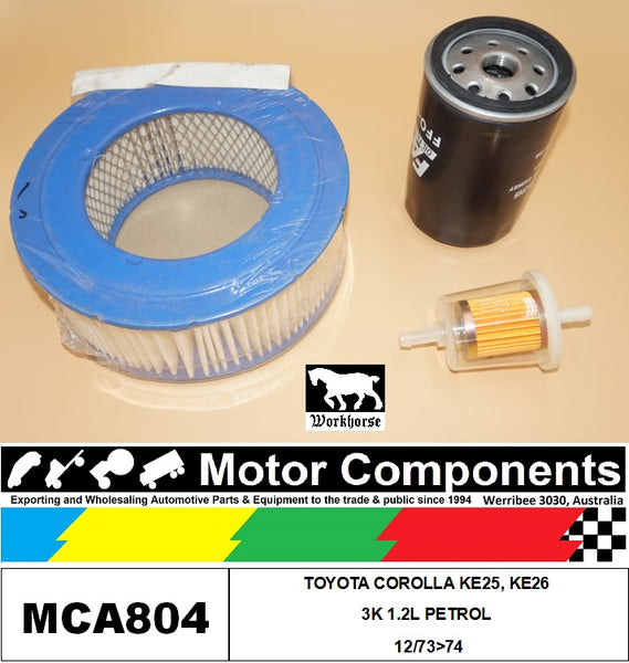 FILTER SERVICE KIT FOR TOYOTA COROLLA KE25, KE26 3K 1.2L PETROL 12/73>74