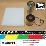 FILTER SERVICE KIT FOR TOYOTA COROLLA ADE156R 1AD-FTV 2L TURBO DIESEL 07/06 ON