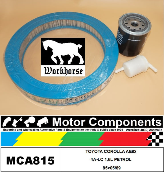 FILTER SERVICE KIT FOR TOYOTA COROLLA  AE82 4A-LC 1.6L PETROL 85>05/89
