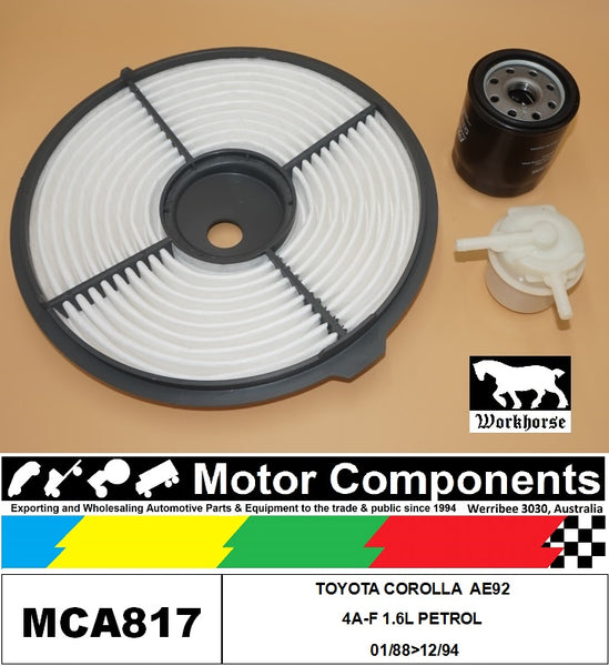 FILTER SERVICE KIT FOR TOYOTA COROLLA AE92 4A-F 1.6L PETROL 01/88>12/94