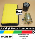 FILTER SERVICE KIT FOR TOYOTA COROLLA AE96 7A-FE 1.8L PETROL 06/91>94