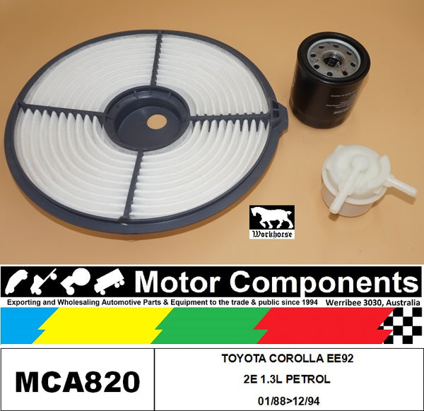 FILTER SERVICE KIT FOR TOYOTA COROLLA  EE92 2E 1.3L PETROL 01/88>12/94