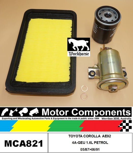 FILTER SERVICE KIT FOR TOYOTA COROLLA AE92 4A-GEU 1.6L PETROL 05/87>06/91
