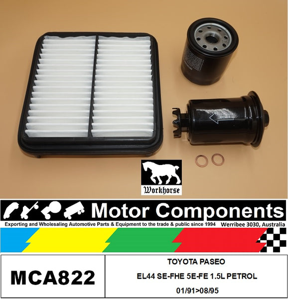 FILTER SERVICE KIT FOR TOYOTA PASEO EL44 SE-FHE 5E-FE 1.5L PETROL 01/91>08/95