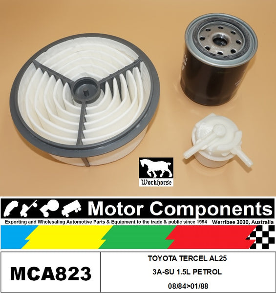 FILTER SERVICE KIT FOR TOYOTA TERCEL AL25 3A-SU 1.5L PETROL 08/84>01/88