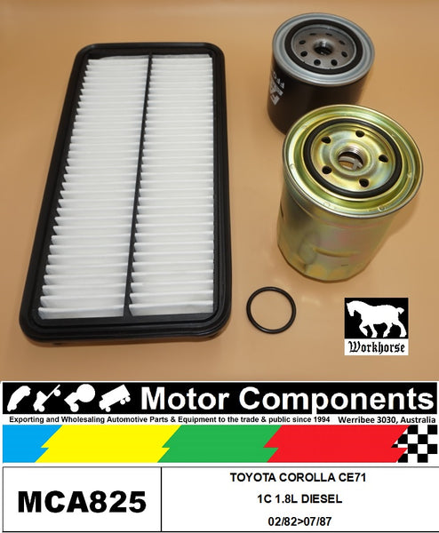 FILTER SERVICE KIT FOR TOYOTA COROLLA CE71 1C 1.8L DIESEL 02/82>07/87