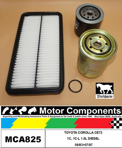 FILTER SERVICE KIT FOR TOYOTA COROLLA CE72 1C, 1C-L 1.8L DIESEL 08/83>07/87