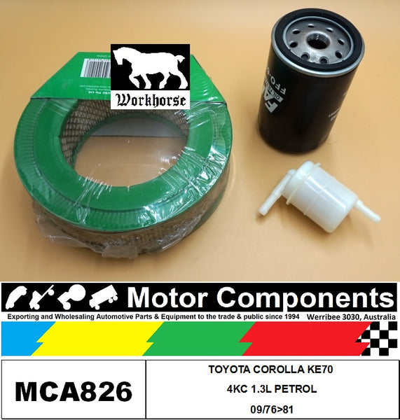 FILTER SERVICE KIT FOR TOYOTA COROLLA KE70 4KC 1.3L PETROL 09/76>81