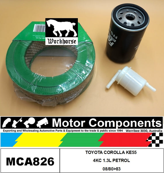 FILTER SERVICE KIT FOR TOYOTA COROLLA KE55 4KC 1.3L PETROL 08/80>83