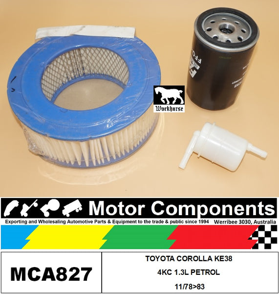 FILTER SERVICE KIT FOR TOYOTA COROLLA KE38 4KC 1.3L PETROL 11/78>83