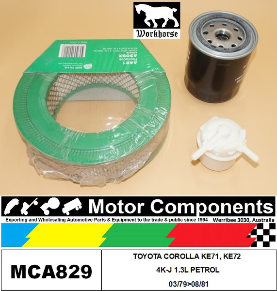 FILTER SERVICE KIT FOR TOYOTA COROLLA KE71, KE72  4K-J 1.3L PETROL 03/79>08/81