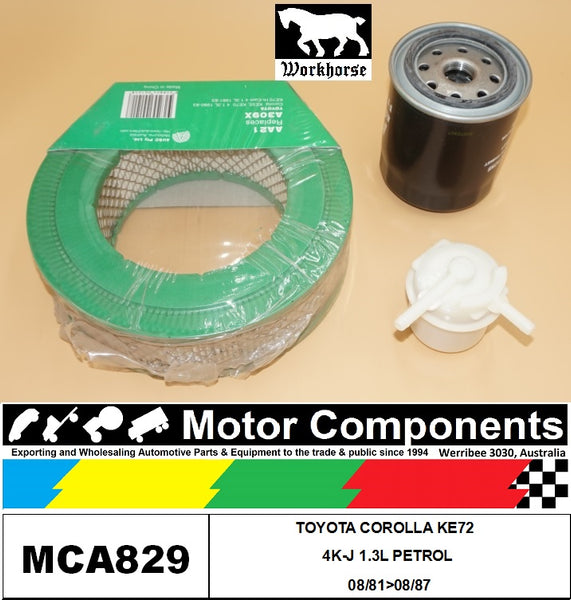 FILTER SERVICE KIT FOR TOYOTA COROLLA KE72  4K-J 1.3L PETROL 08/81>08/87