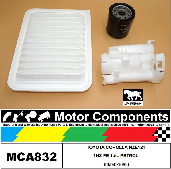 FILTER SERVICE KIT FOR TOYOTA COROLLA NZE124 1NZ-FE 1.5L PETROL 03/04>10/06