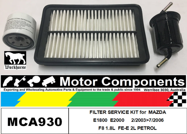 FILTER SERVICE KIT for MAZDA E1800  F8 1.8L  E2000 FE-E 2L PETROL 	2/03>7/06