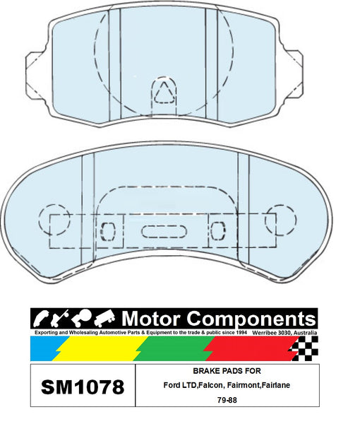 BRAKE PADS SM1078 TO SUIT Ford LTD,Falcon, Fairmont,Fairlane 79-88