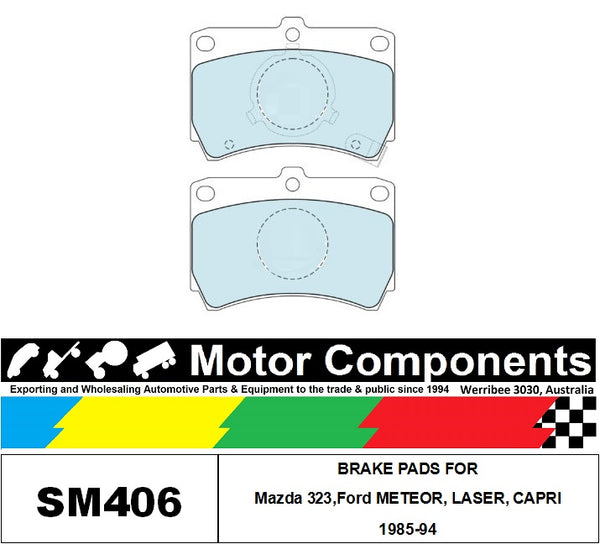 BRAKE PADS SM406 TO SUIT Mazda - 323,Ford METEOR, LASER, CAPRI 1985-94