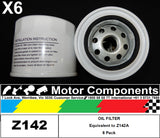 OIL FILTER I/W Z142A WZ142  6 pack