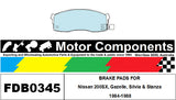 BRAKE PADS FDB0345M TO SUIT Nissan 200SX, Gazelle, Silvia & Stanza 1984-1988